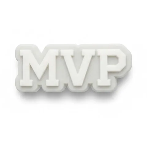 Jibbitz MVP en grosses lettres blanches en relief, PVC souple