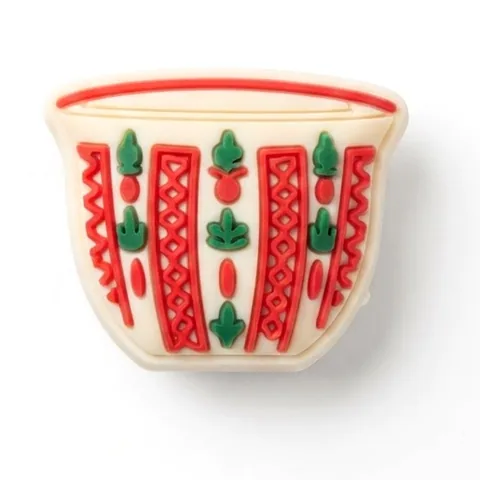 Jibbitz finjan, tasse à café arabe crème à motifs rouges et verts