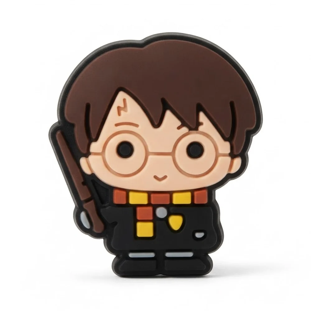 Jibbitz Harry Potter chibi à lunettes avec écharpe Gryffondor rouge et or