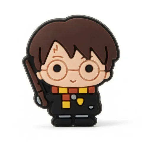 Jibbitz Harry Potter chibi à lunettes avec écharpe Gryffondor rouge et or