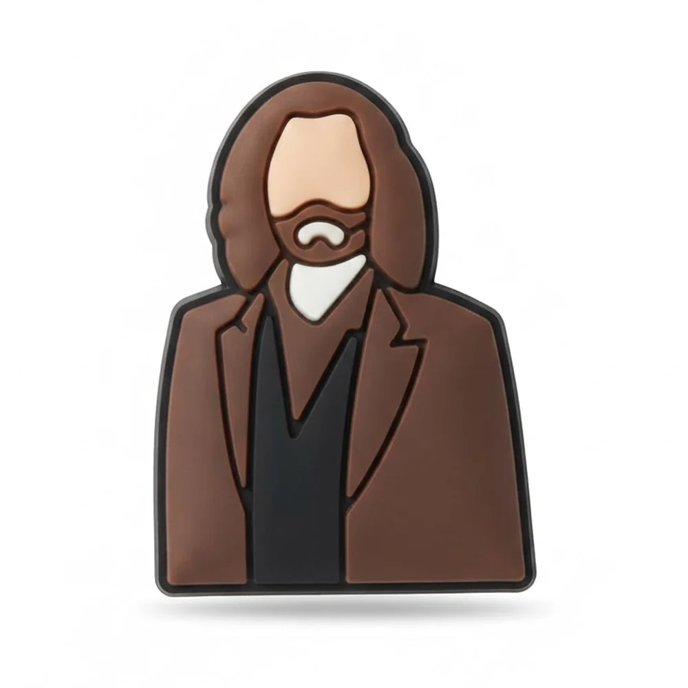 Jibbitz buste Sirius Black, cheveux longs et manteau marron, charm Crocs Harry Potter