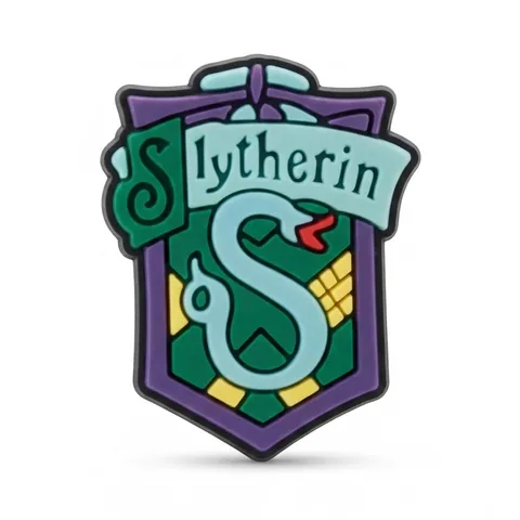 Jibbitz blason Serpentard vert avec serpent argenté, charm Crocs Harry Potter