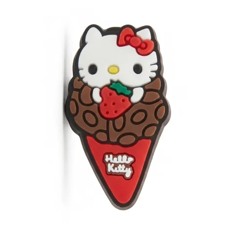 Jibbitz Hello Kitty cornet de glace : cornet rouge, boule chocolat tachetée et fraise