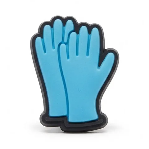 Jibbitz paire de gants médicaux bleus superposés, charm Crocs en PVC souple