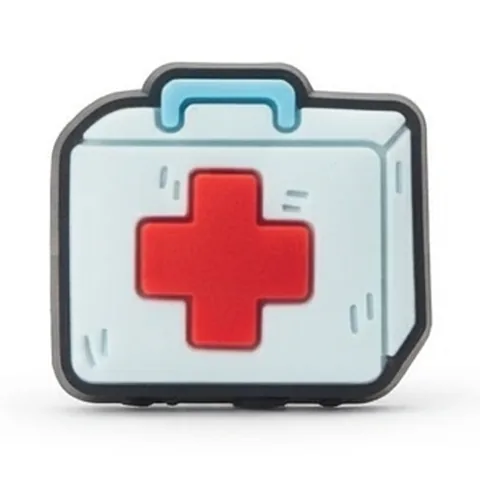 Jibbitz trousse de premiers secours grise avec poignée et croix rouge