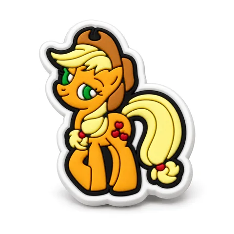 Jibbitz Applejack, poney orange au chapeau de cow-boy marron et crinière blonde