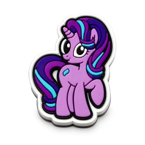 Jibbitz Starlight Glimmer, licorne lilas à crinière violette et mèche turquoise