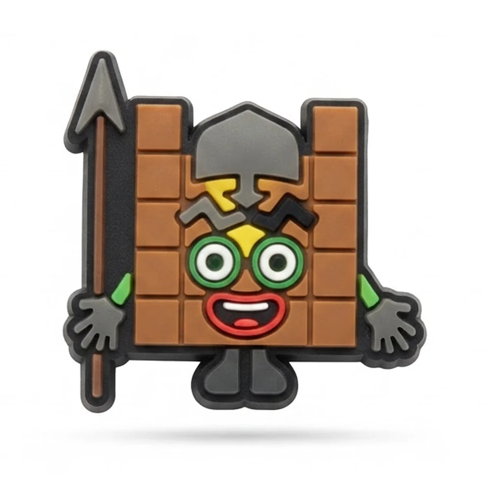 Jibbitz Numberblocks viking orangé avec casque à cornes et lance