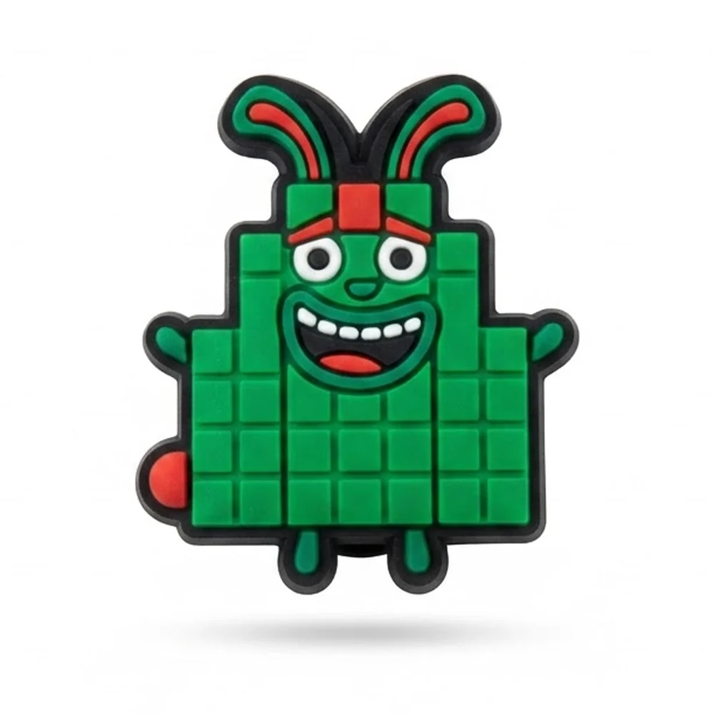 Jibbitz Numberblocks vert en escalier de cubes avec oreilles de lapin et grand sourire