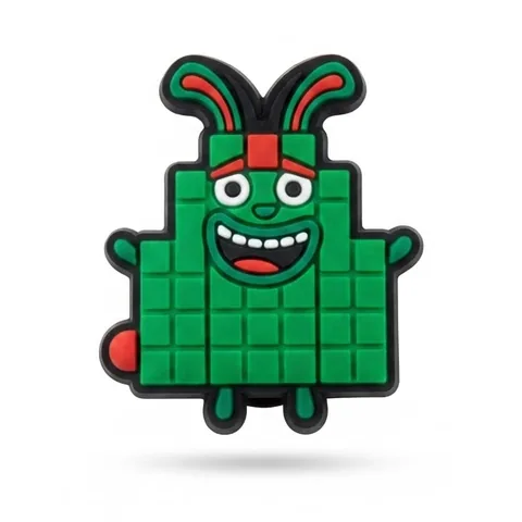 Jibbitz Numberblocks vert en escalier de cubes avec oreilles de lapin et grand sourire