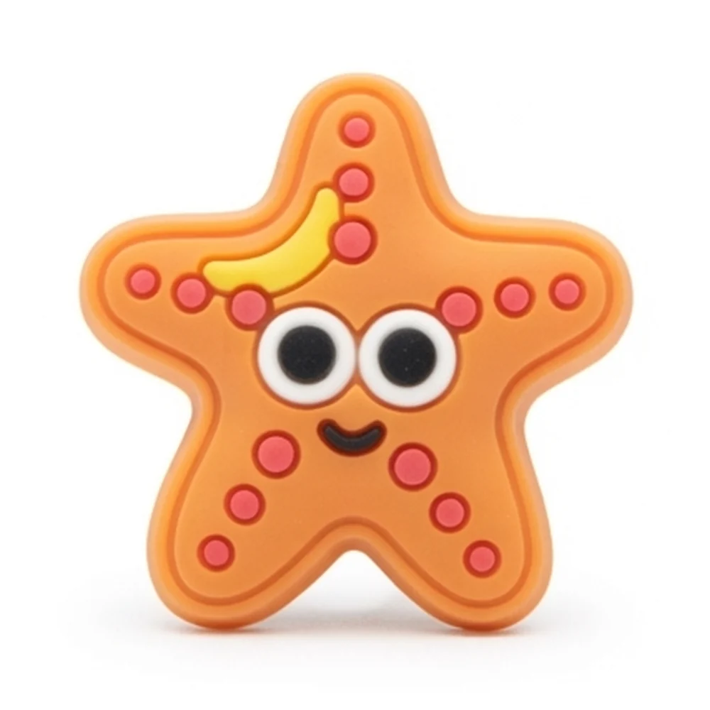 Jibbitz étoile de mer orange souriante avec grands yeux et points roses