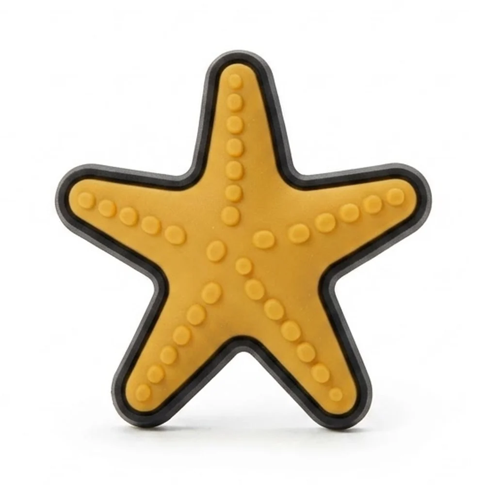 Jibbitz étoile de mer orange doré à cinq branches avec petits reliefs
