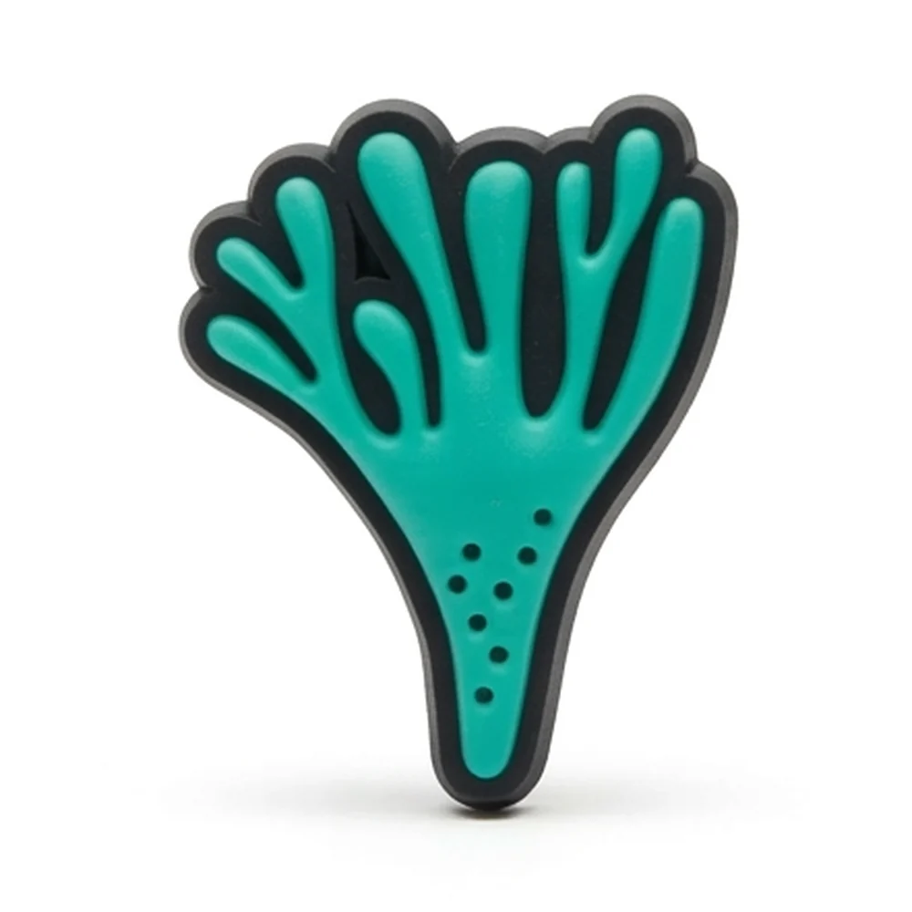 Jibbitz corail turquoise aux branches en éventail avec petits points