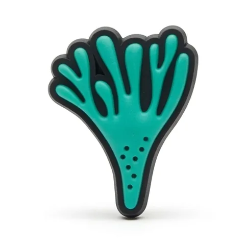 Jibbitz corail turquoise aux branches en éventail avec petits points
