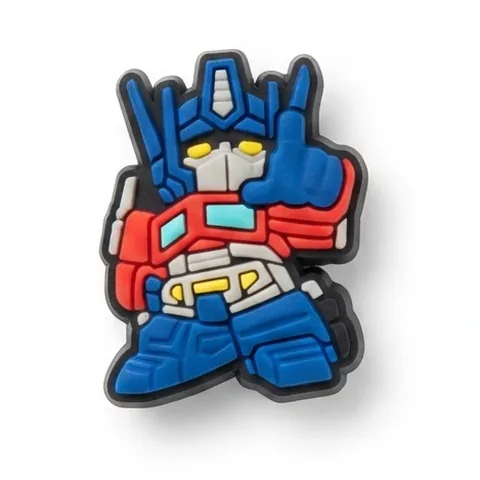 Jibbitz Optimus Prime chibi faisant un geste de la main, casque bleu et torse rouge