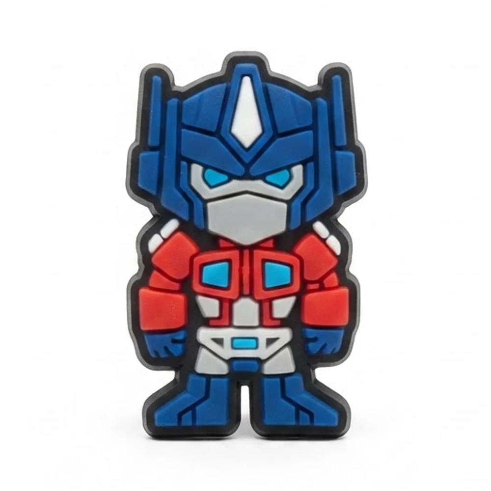 Jibbitz Optimus Prime chibi debout de face, casque bleu, torse rouge et jambes bleues